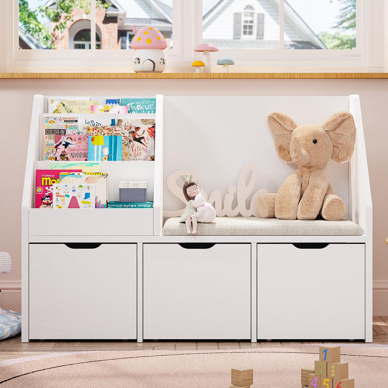 Kids Reading Nook with Bench and Storage