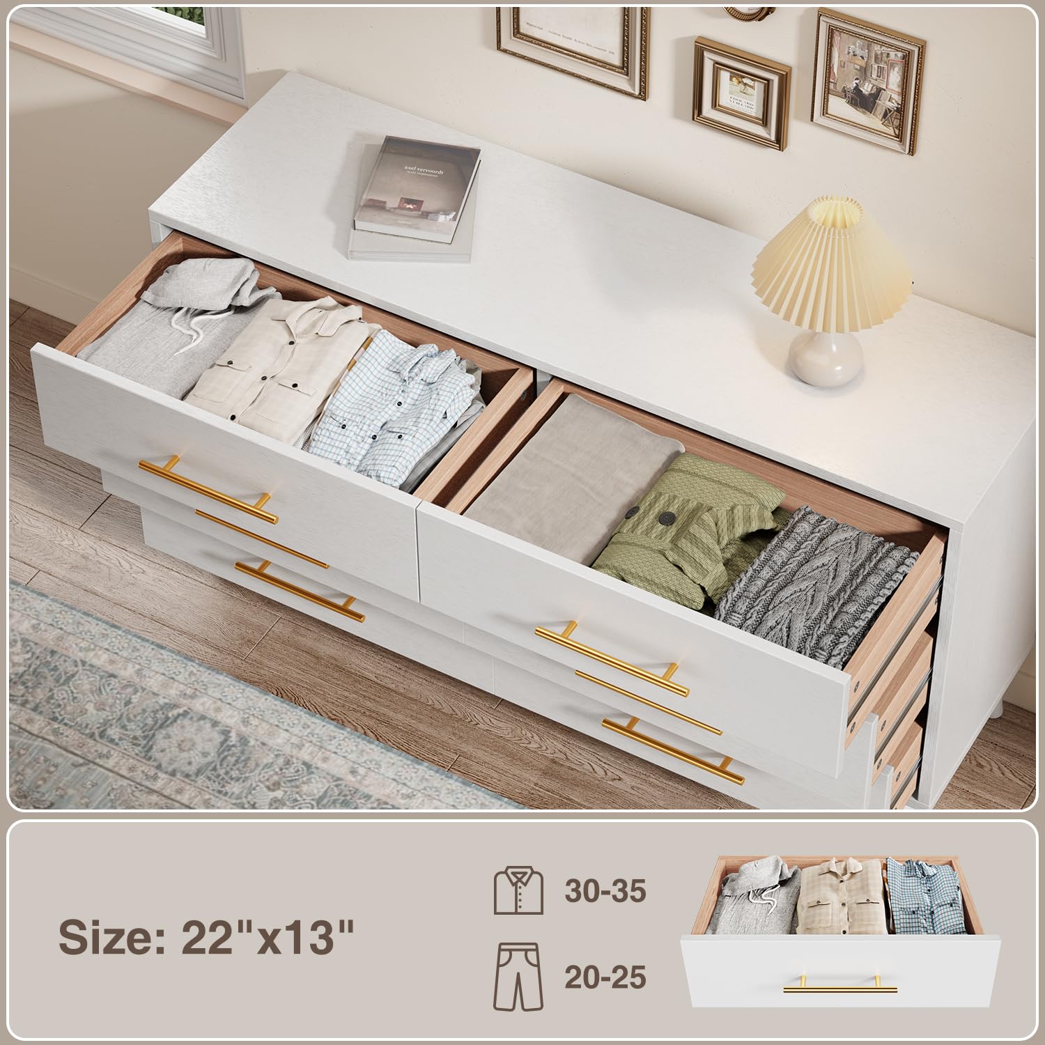 6 Drawer Dresser with Silent Gliding Slides