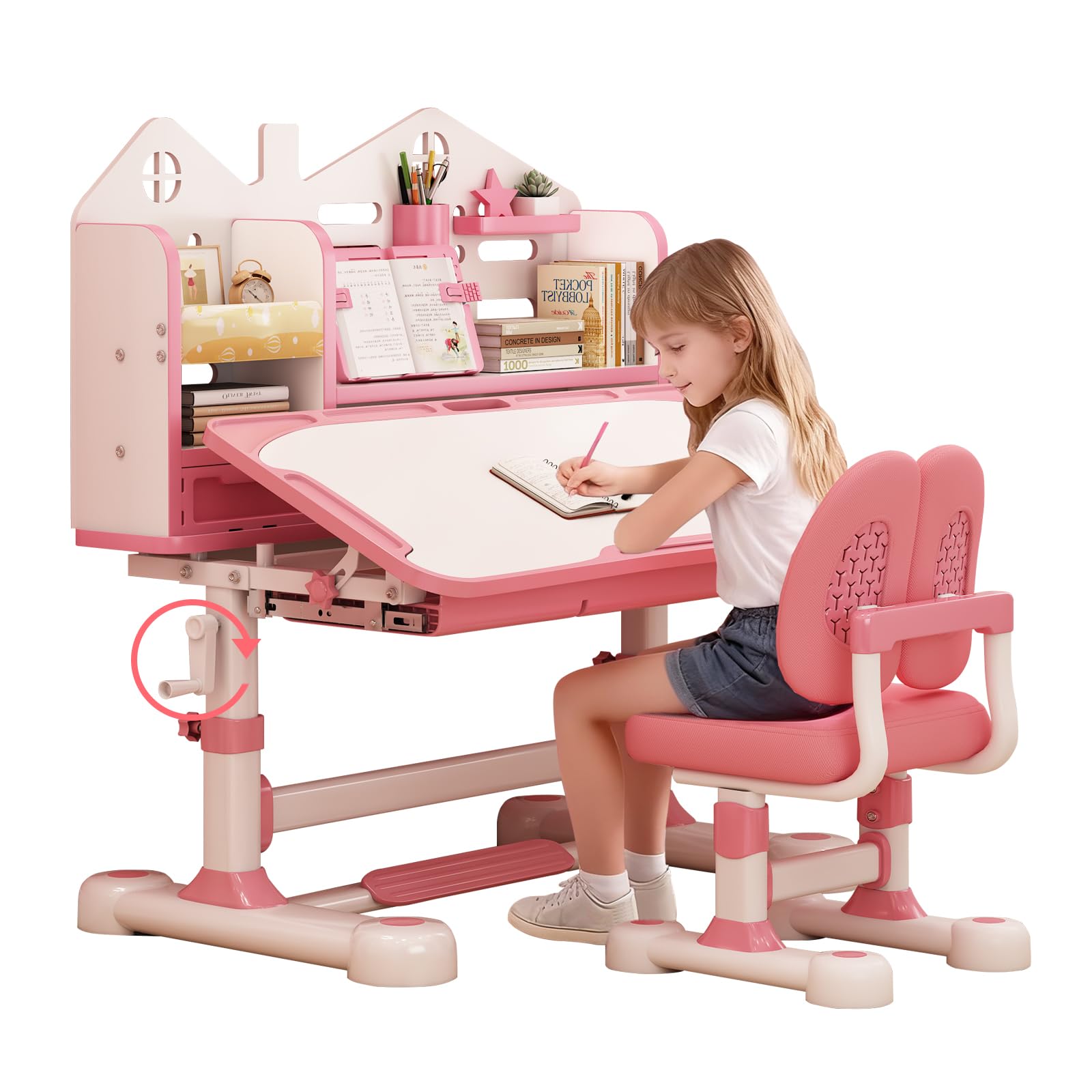 Height Adjustable Kids Desk and Chair Set