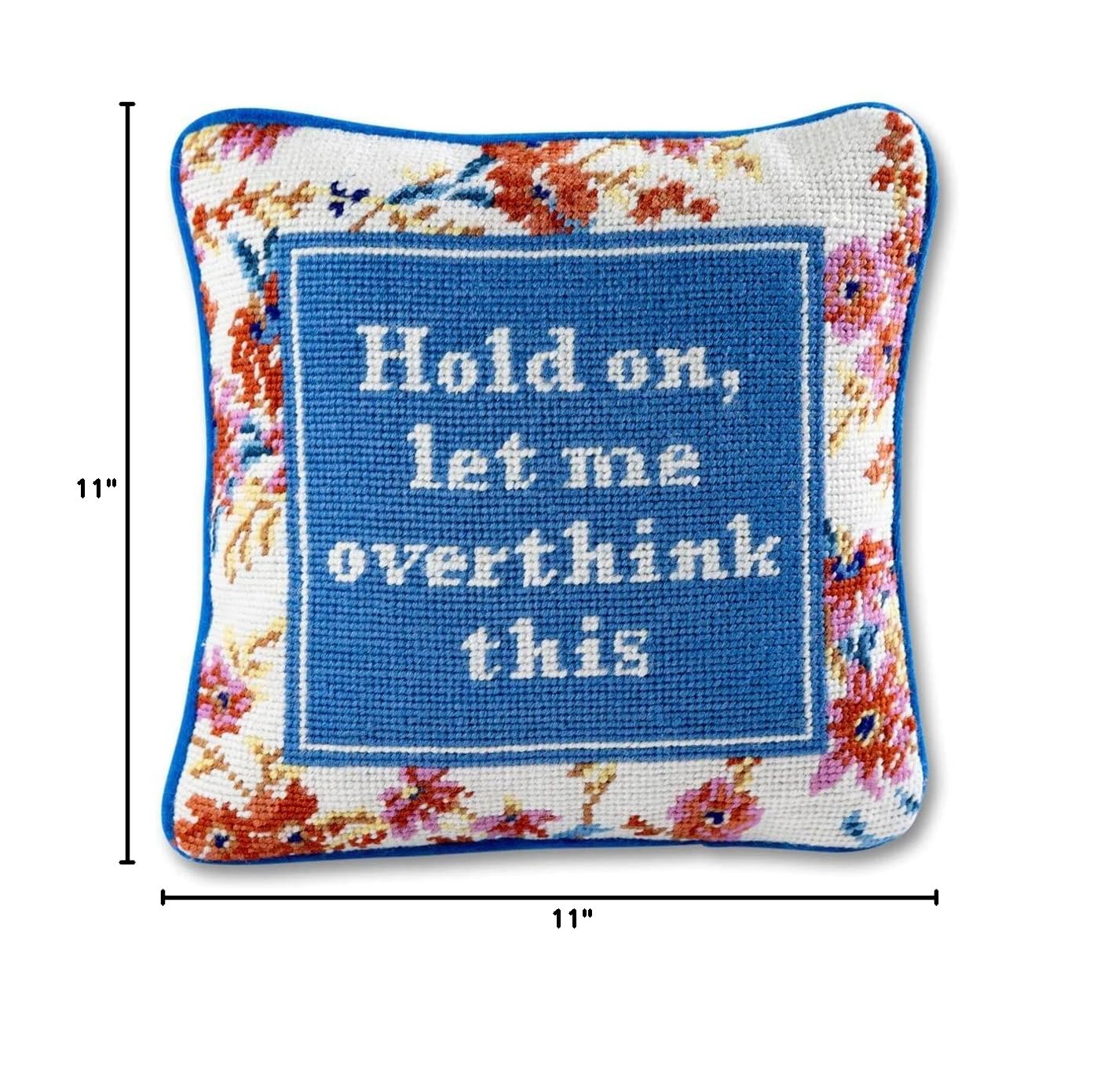 Needlepoint Decorative Throw Pillow - Overthink - 11x11