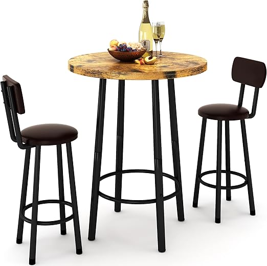 3 Piece Pub Dining Set Counter Height Table