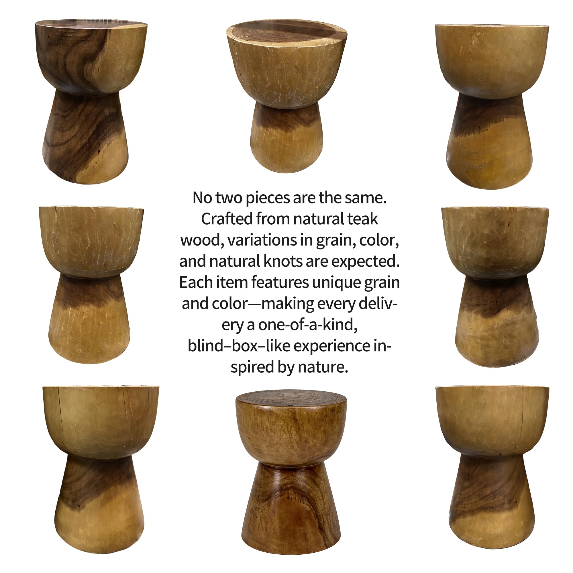 Handcrafted Solid Wood Drum End Table