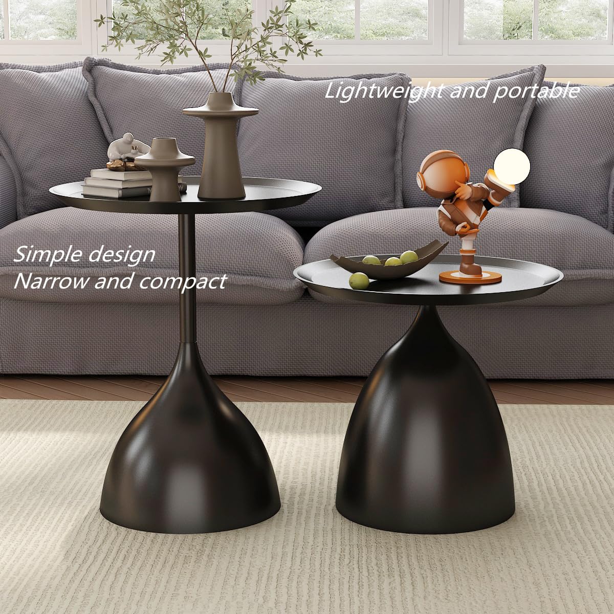 Nesting Tables, Black Side Tables, Modern End Tables for Living Room Nesting Coffee Table Set of 2,Console Table Pedestal Tables