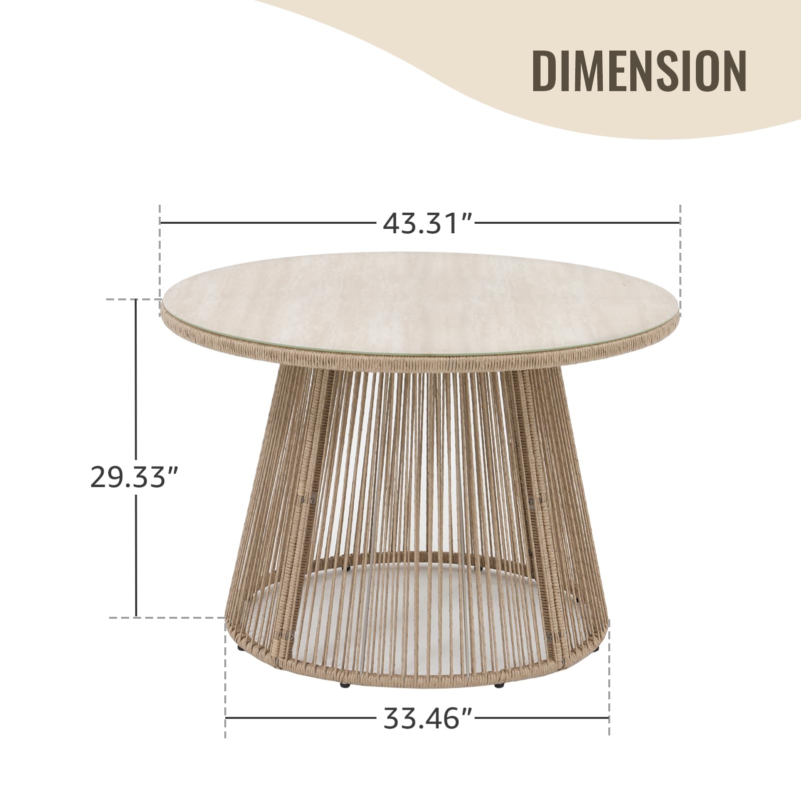 43" Round Outdoor Dining Table for 4