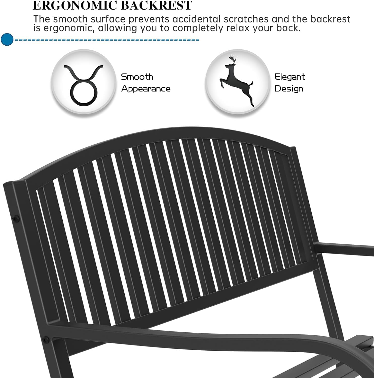 50" Outdoor Metal Bench - Weatherproof Cast Iron Garden Patio Seating