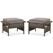 Outdoor Wicker Ottoman Set with Cushions