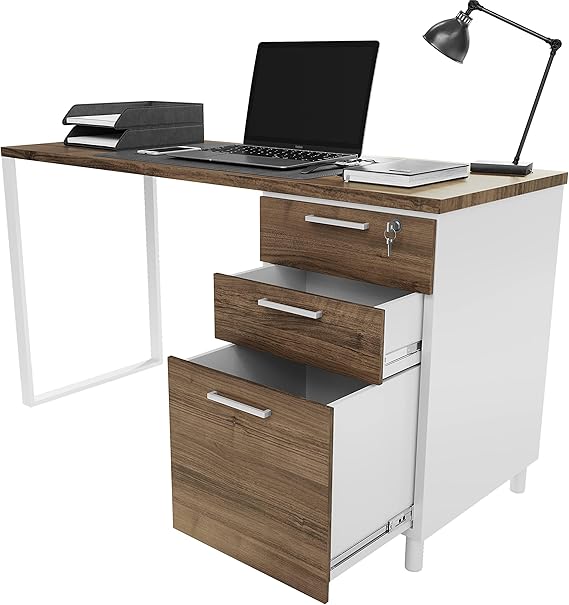 Milano Office Computer Desk with 3 Locking Drawers
