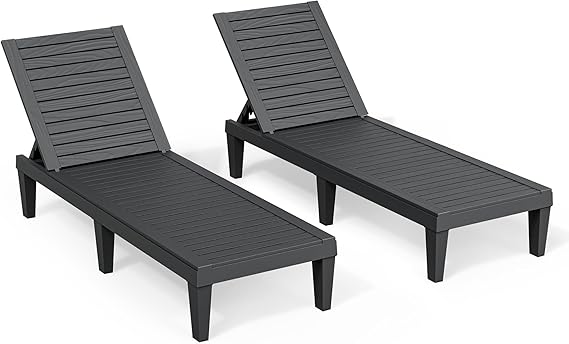 Outdoor Chaise Lounge Chairs Set of 2 - 5-Position Adjustable