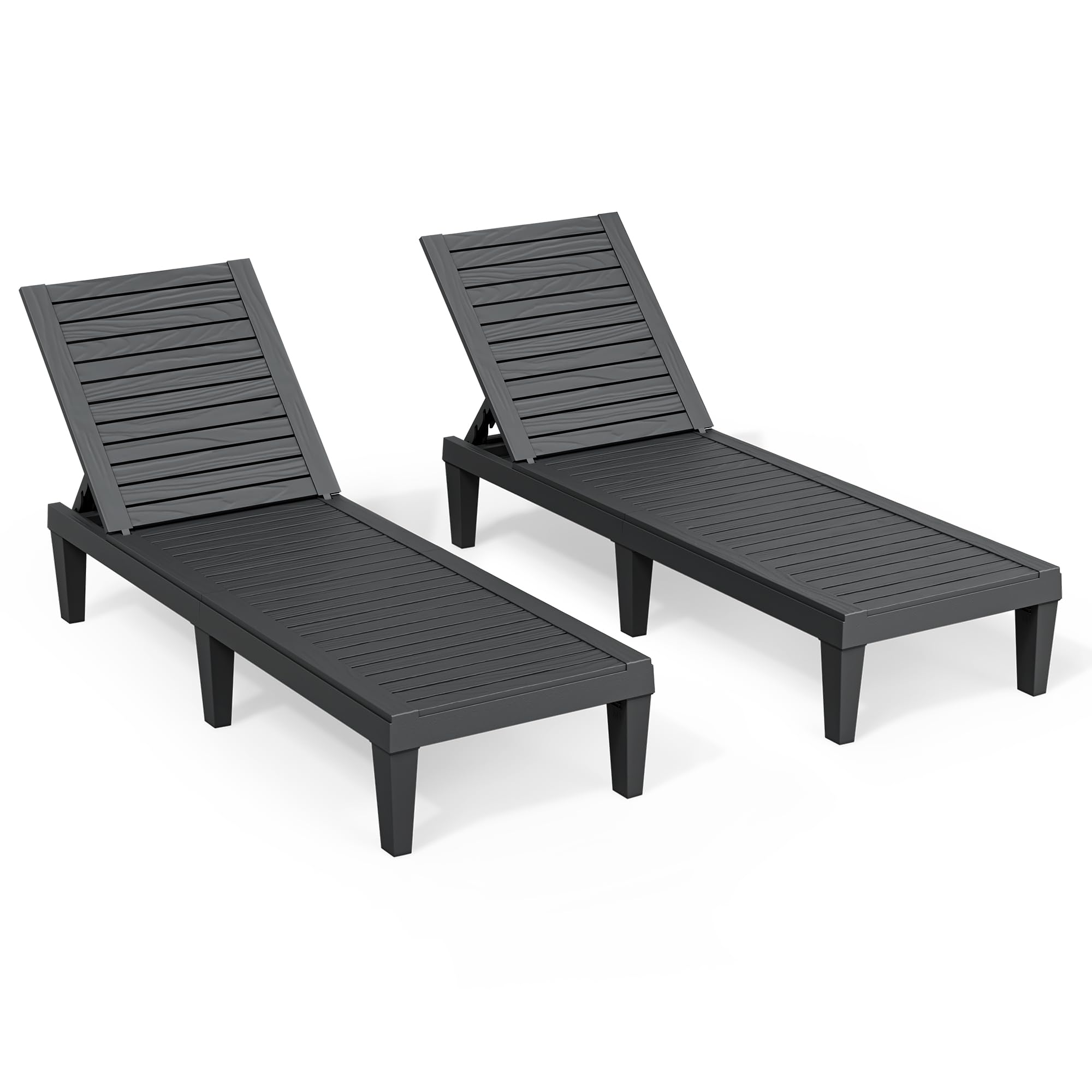 Outdoor Chaise Lounge Chairs Set of 2 - 5-Position Adjustable