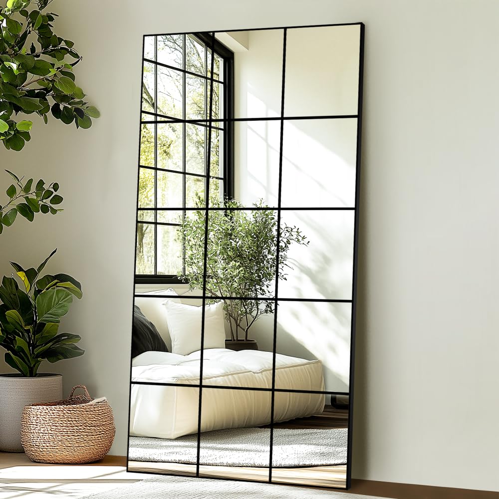 Rectangular Wall Mirror 55x28 Black Aluminum Frame