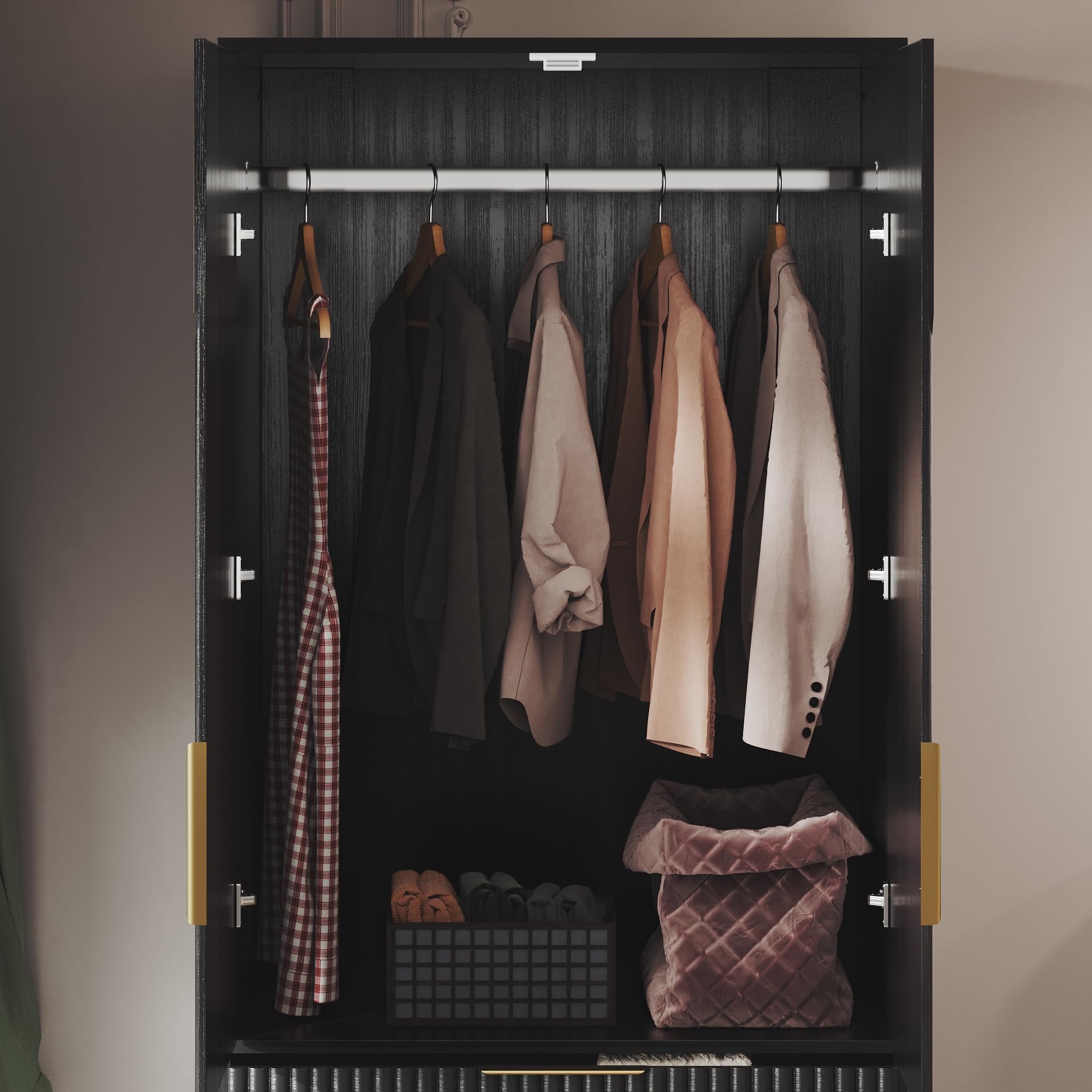 Wardrobe Armoire with 2 Doors and 3 Drawers