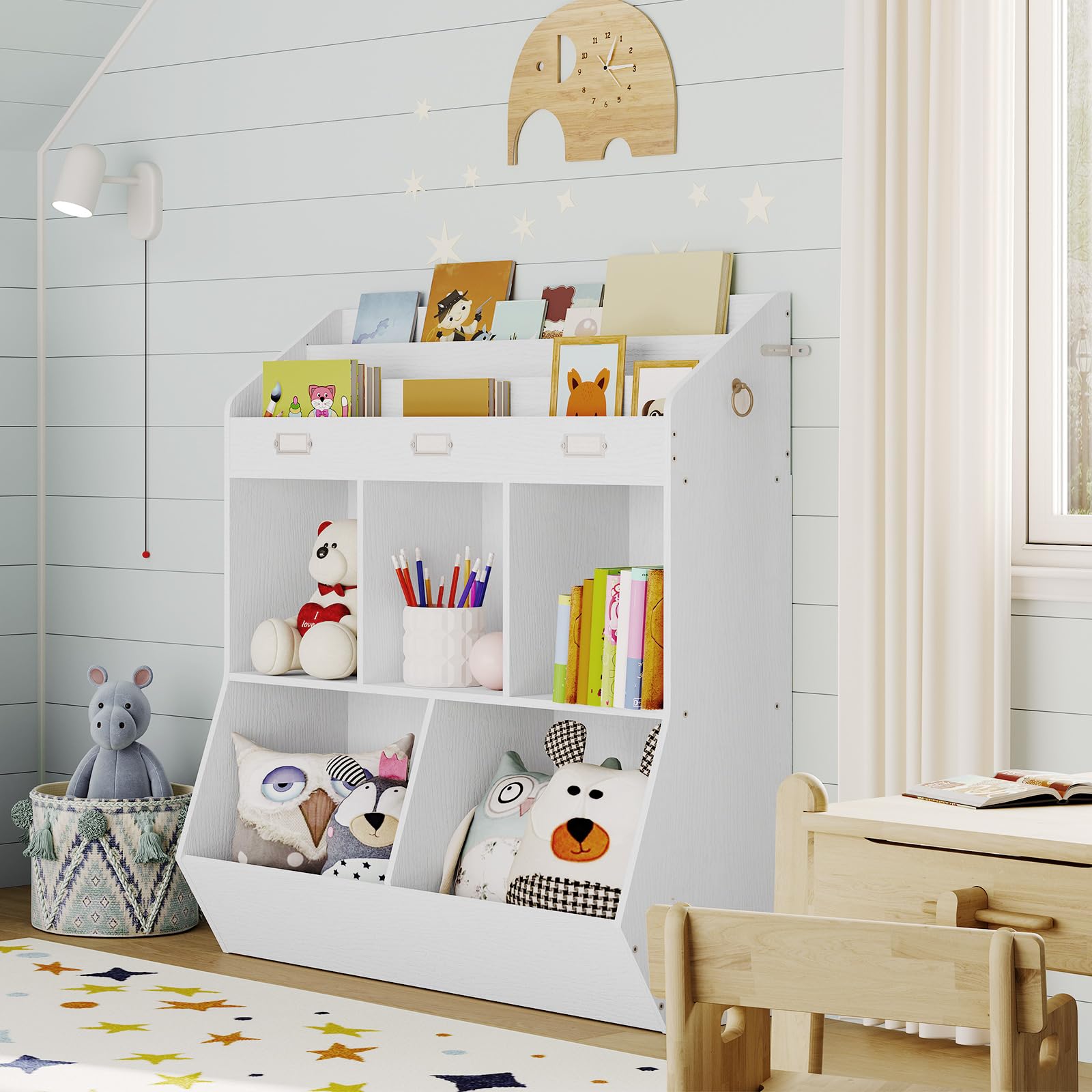 Kids Bookshelf with Toy Storage