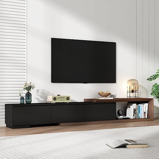 Extendable TV Stand with 3 Drawers - Modern Entertainment Center 82-107.3 Inch