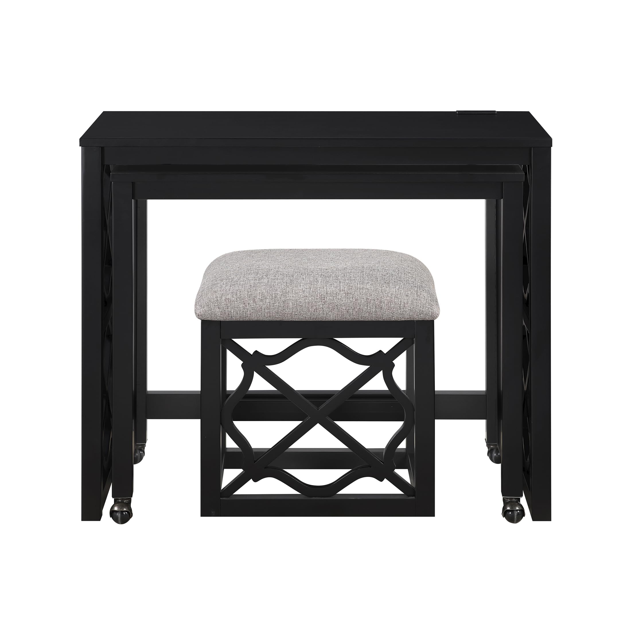 Space-Saving Home Office Desk Set with Padded Stool