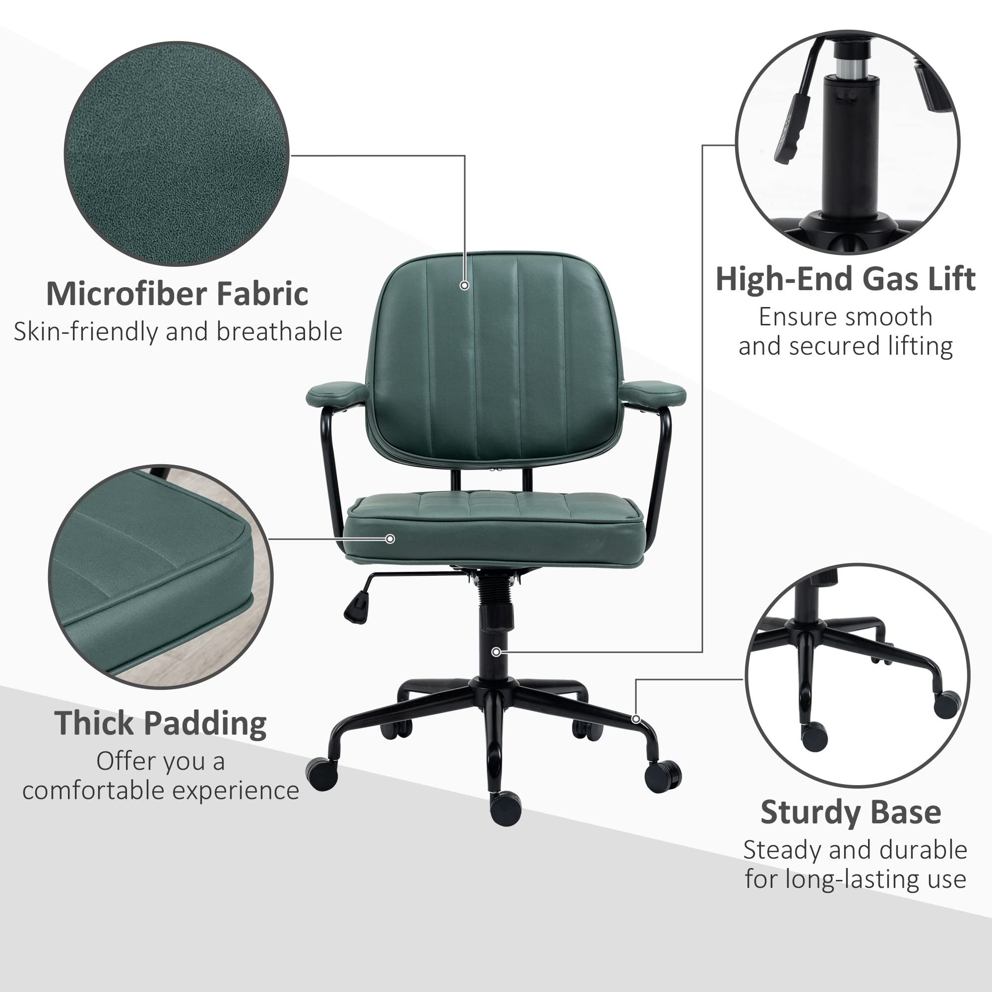 Microfiber Computer Desk Chair with Swivel Wheels and Adjustable Height