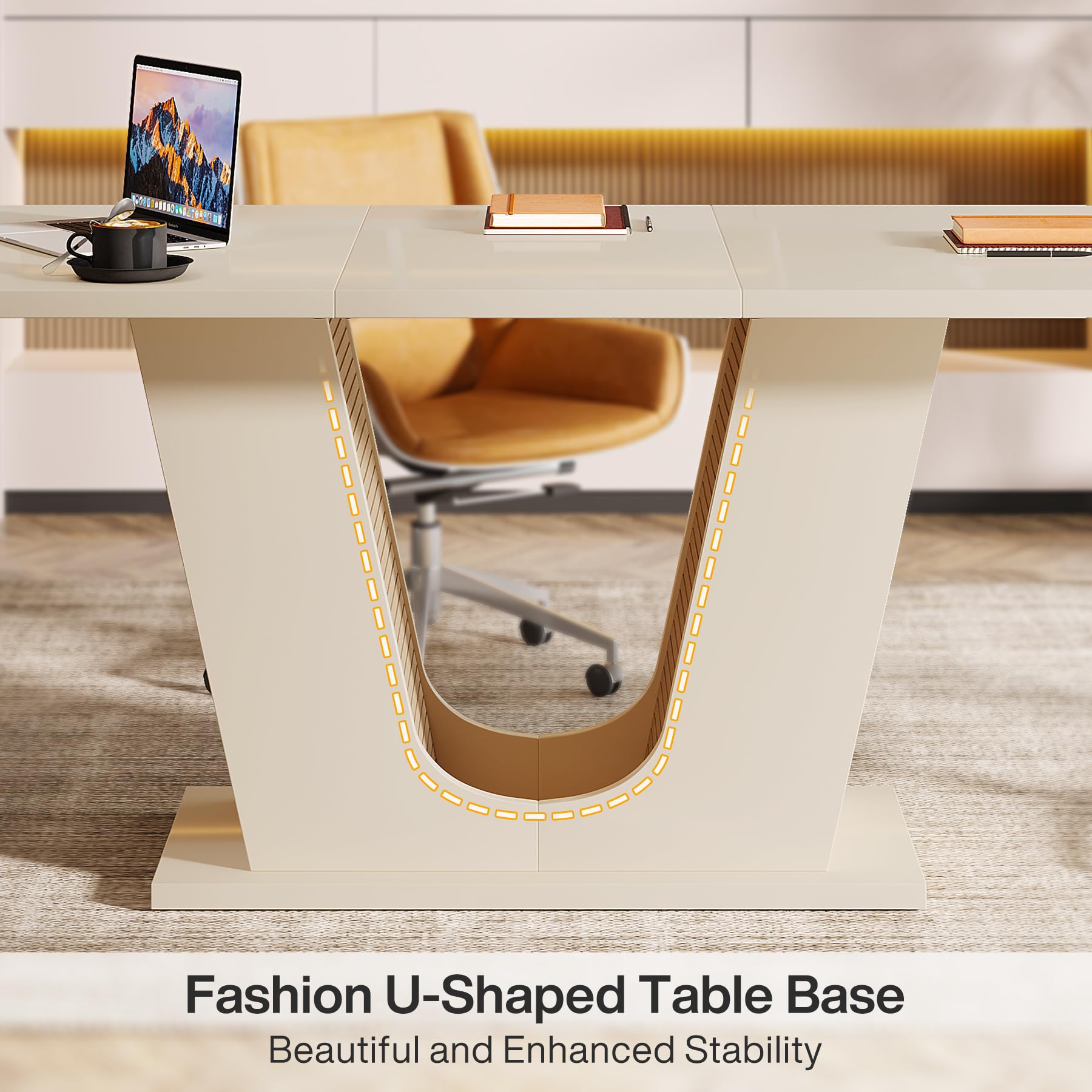 55-Inch Rectangular Conference Table for 4-6 People
