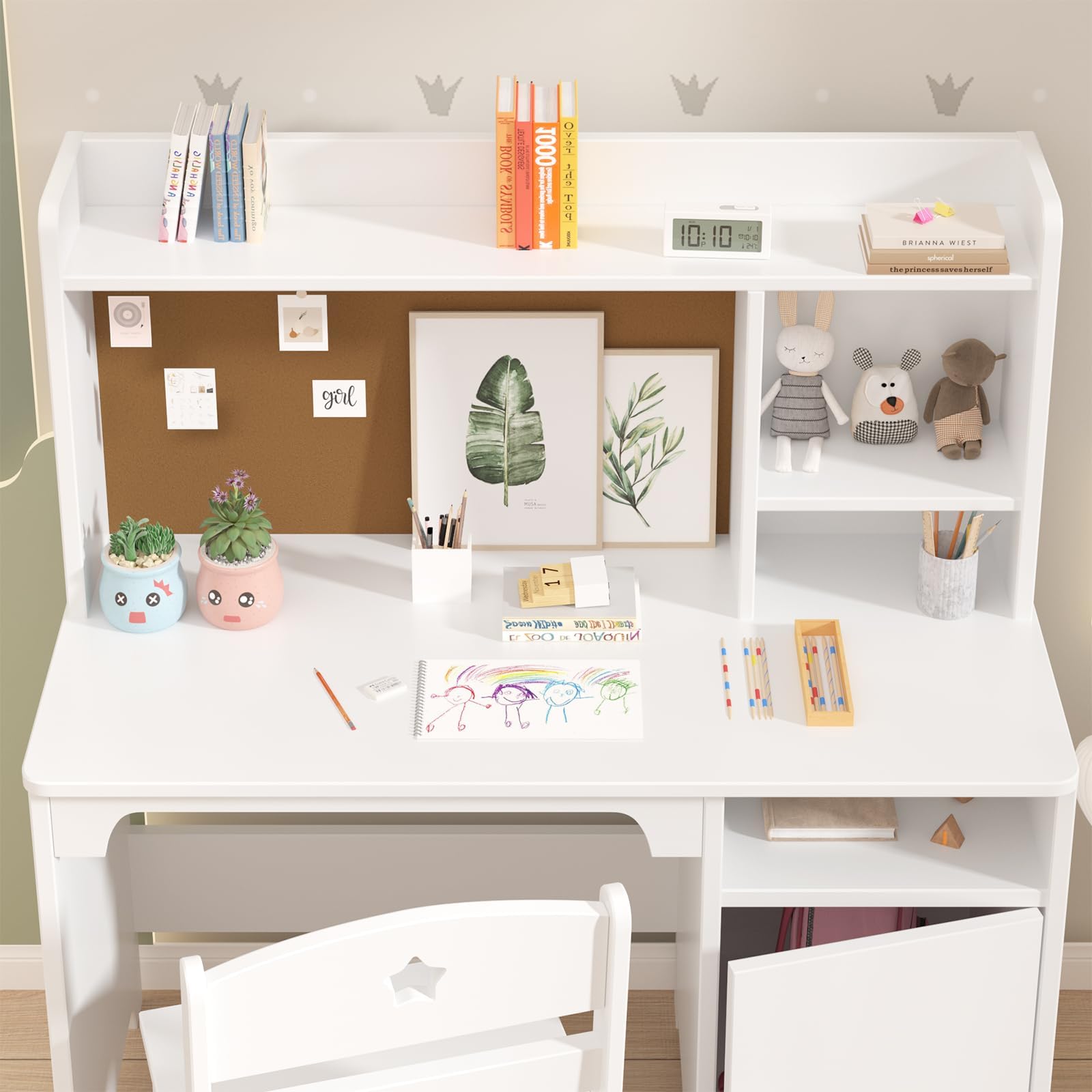 Kids Desk and Chair Set with Hutch