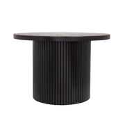 23.6 Inch Round Drum Coffee Table with Fluted Wood Base