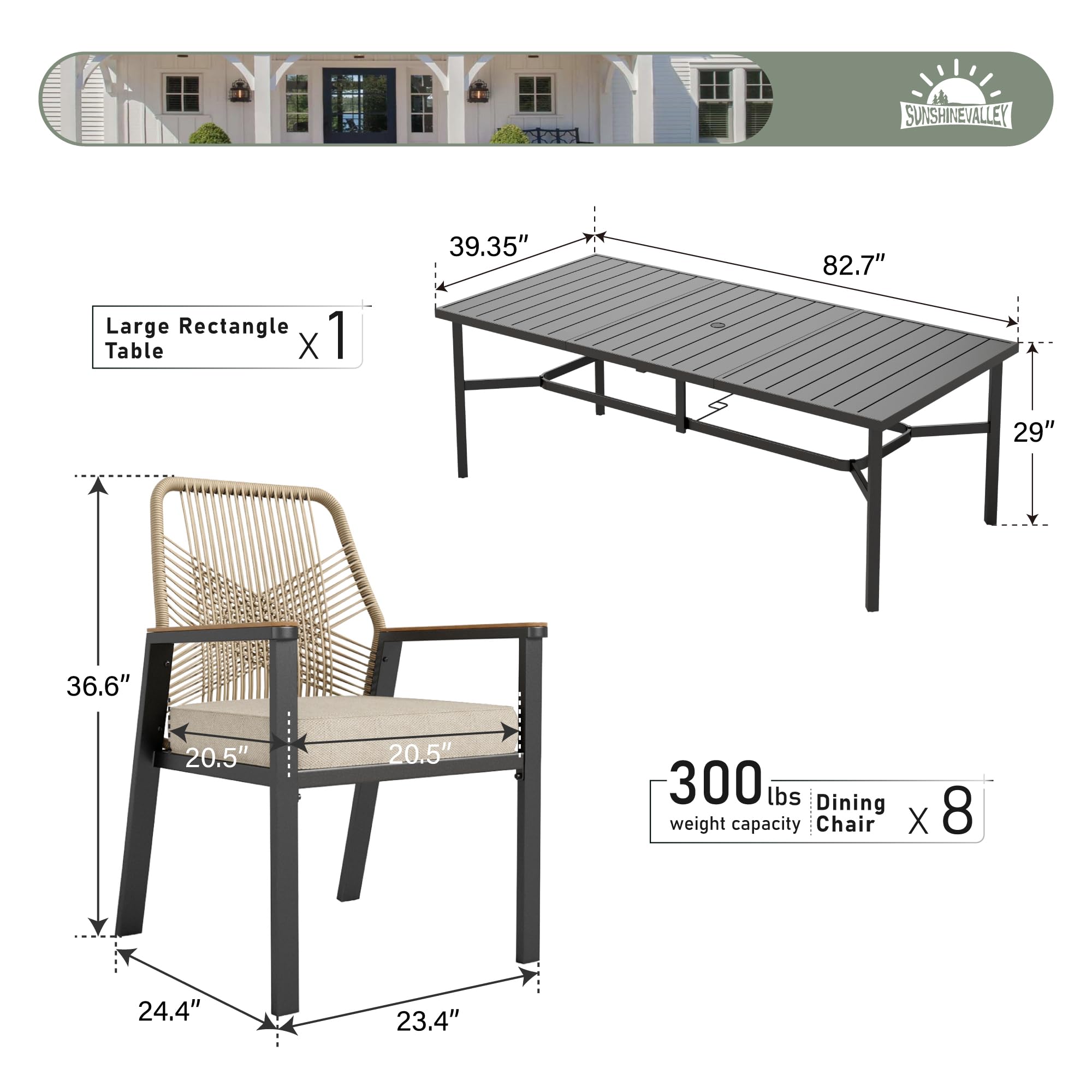9-Piece Patio Dining Set for 8