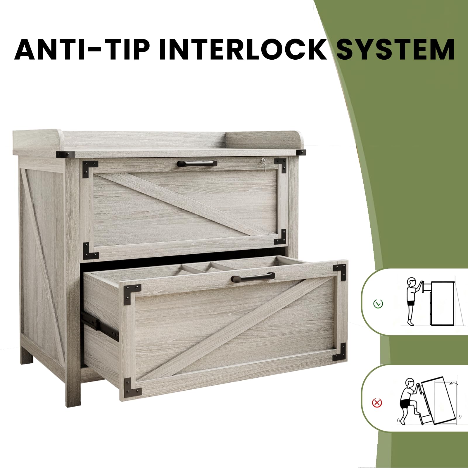 2 Drawer File Cabinet with Lock