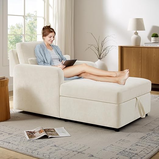 Adjustable Chaise Lounge Chair with Storage