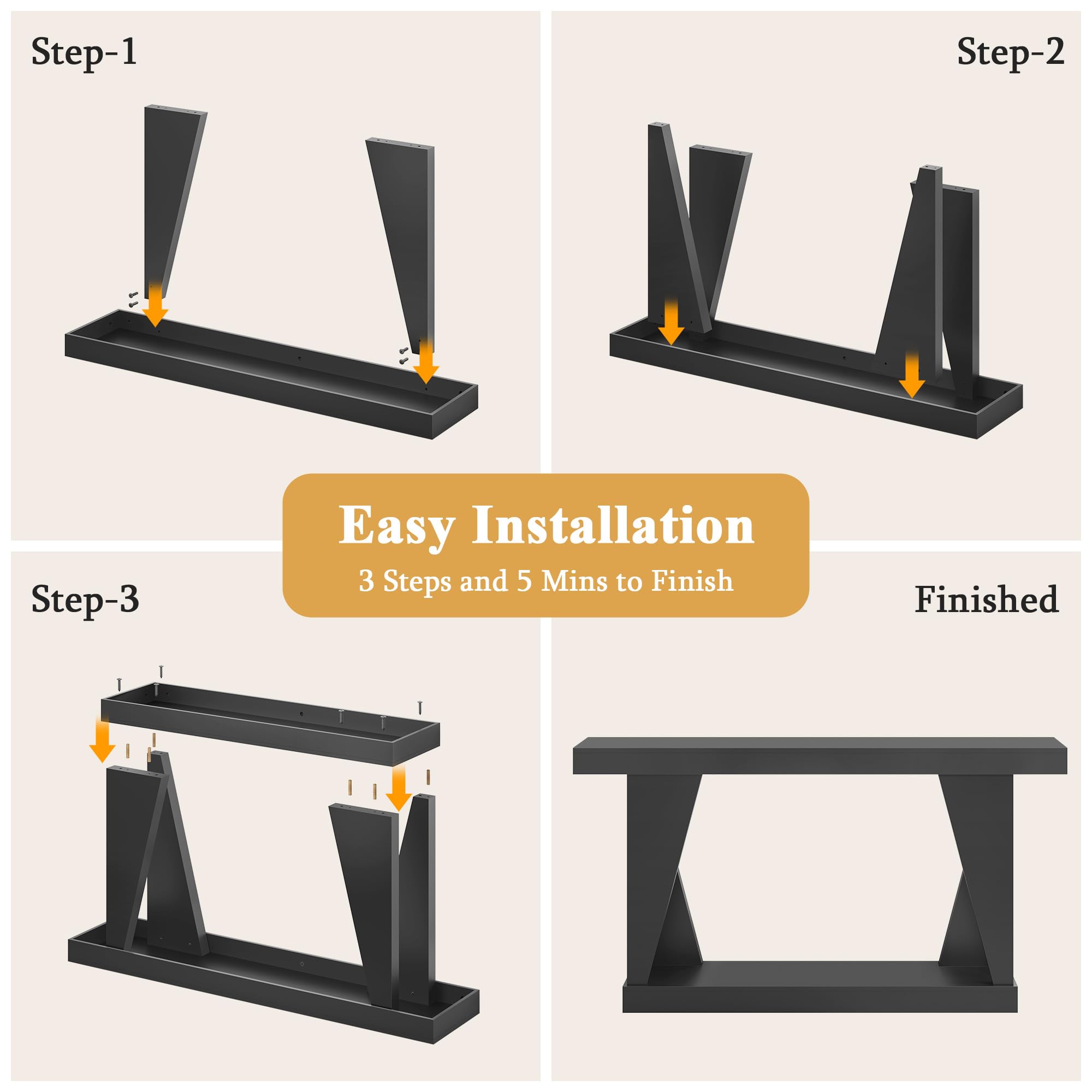 55-Inch Wooden Console Table with Storage