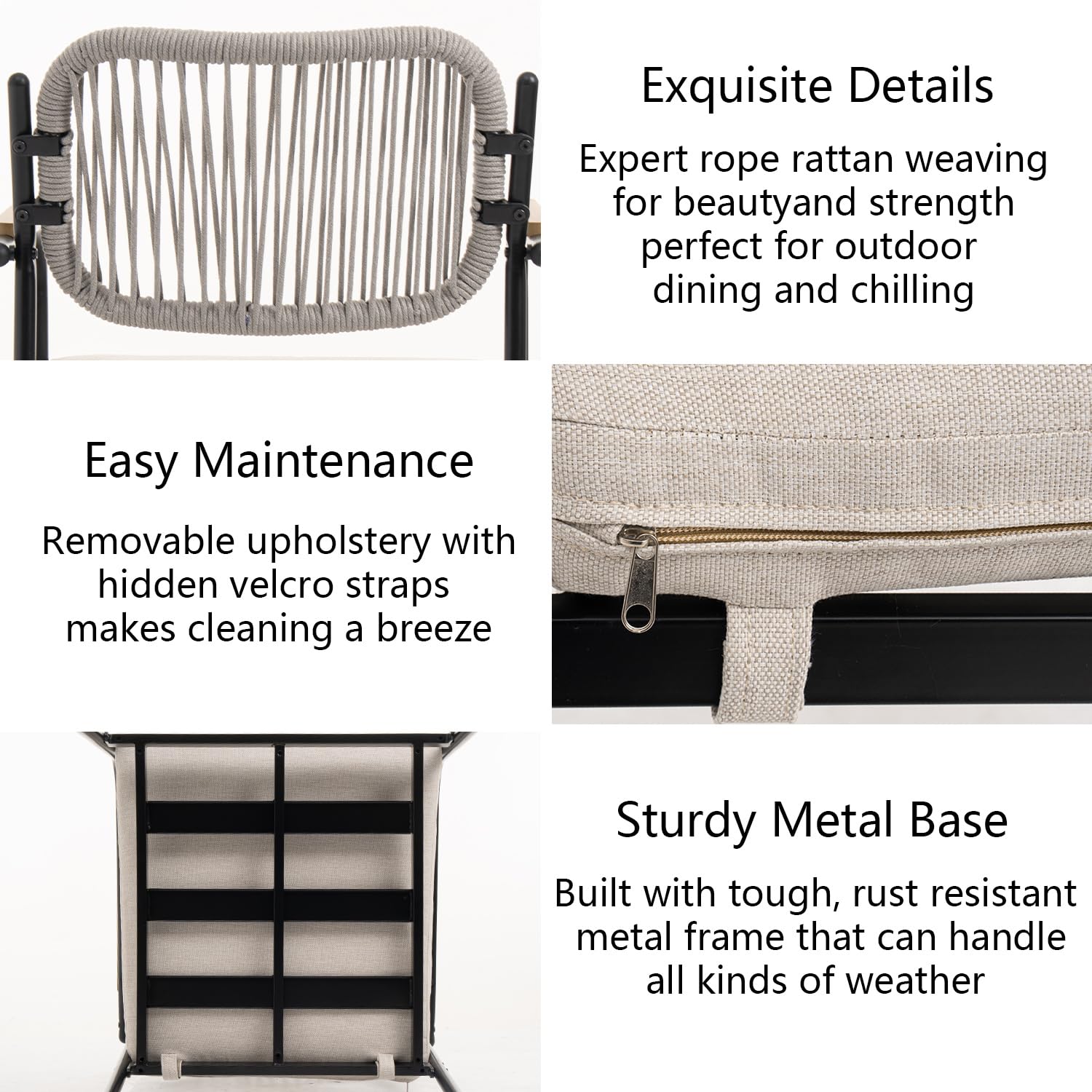 7-Piece Wicker Outdoor Dining Set for 6 with Armrests