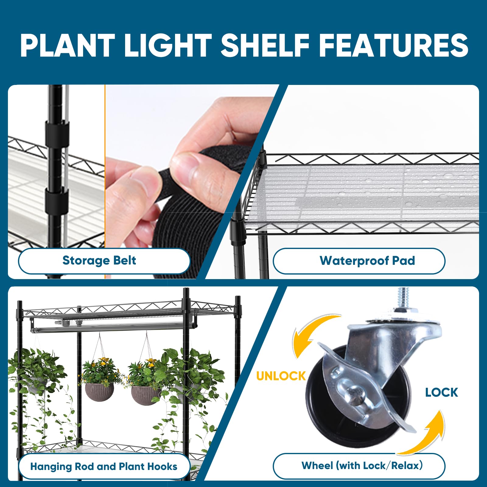 4-Tier Plant Shelf with Grow Light