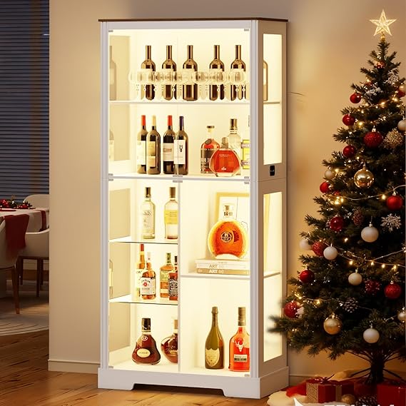 71" Tall Display Curio Cabinet with Glass Doors