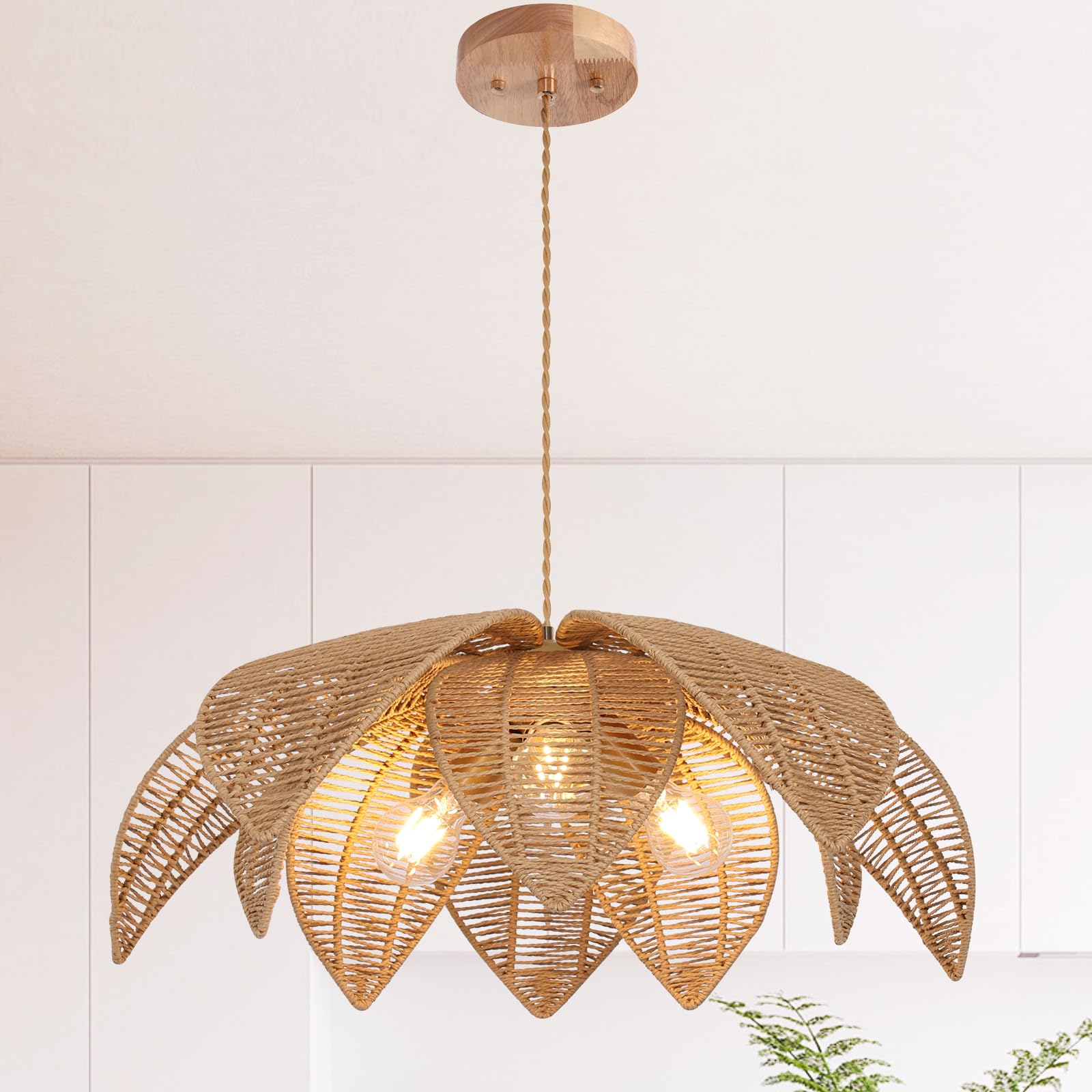 3-Light Rattan Chandelier