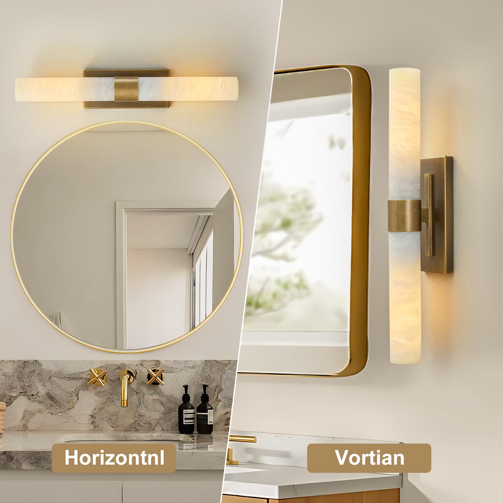 Antique Brass Wall Sconce with Marble Shade