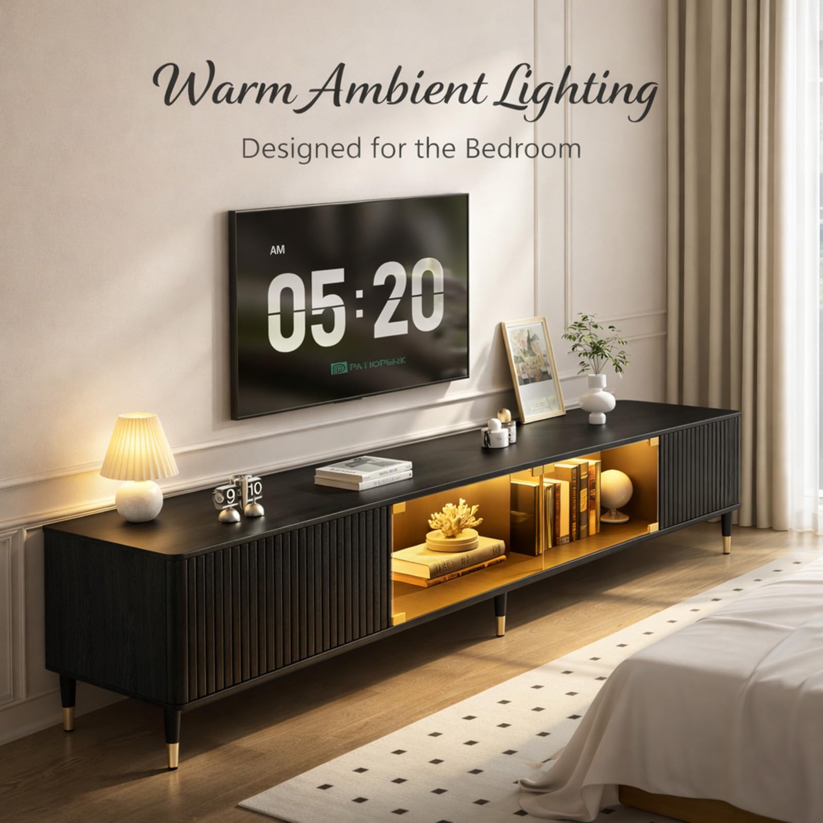 TV Stand with LED Lighting and Storage