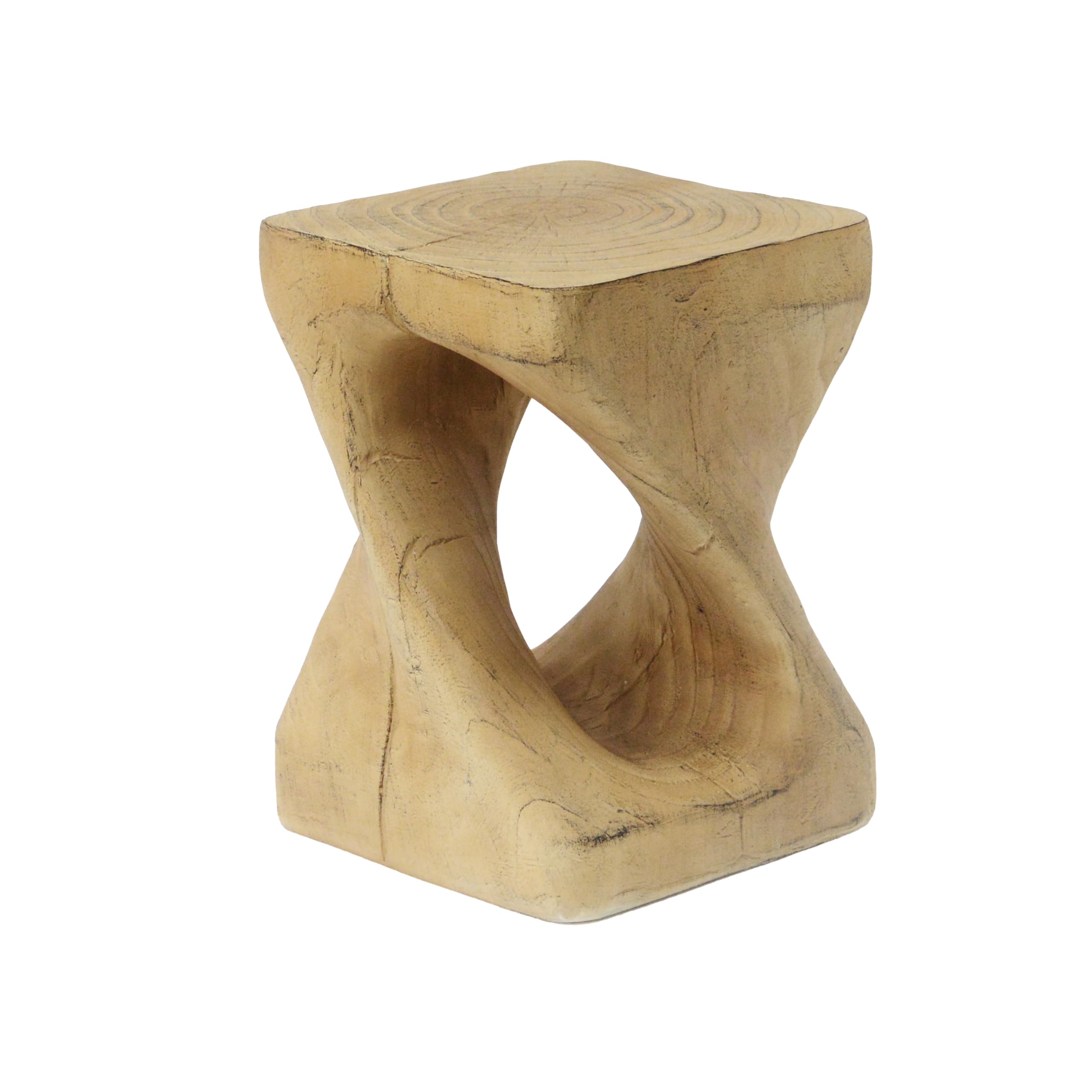 Outdoor Side Table Twist Shape End Table Natural Concrete