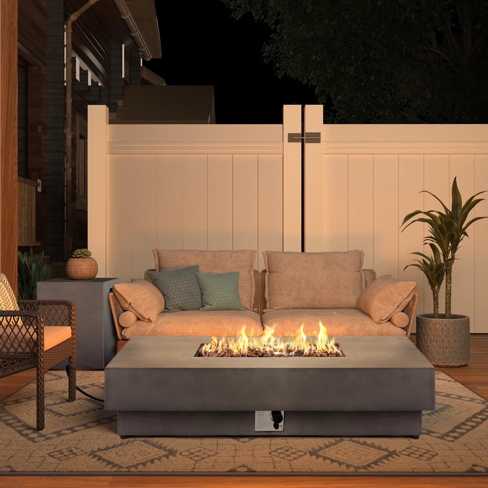 Rectangular Concrete Fire Pit Table