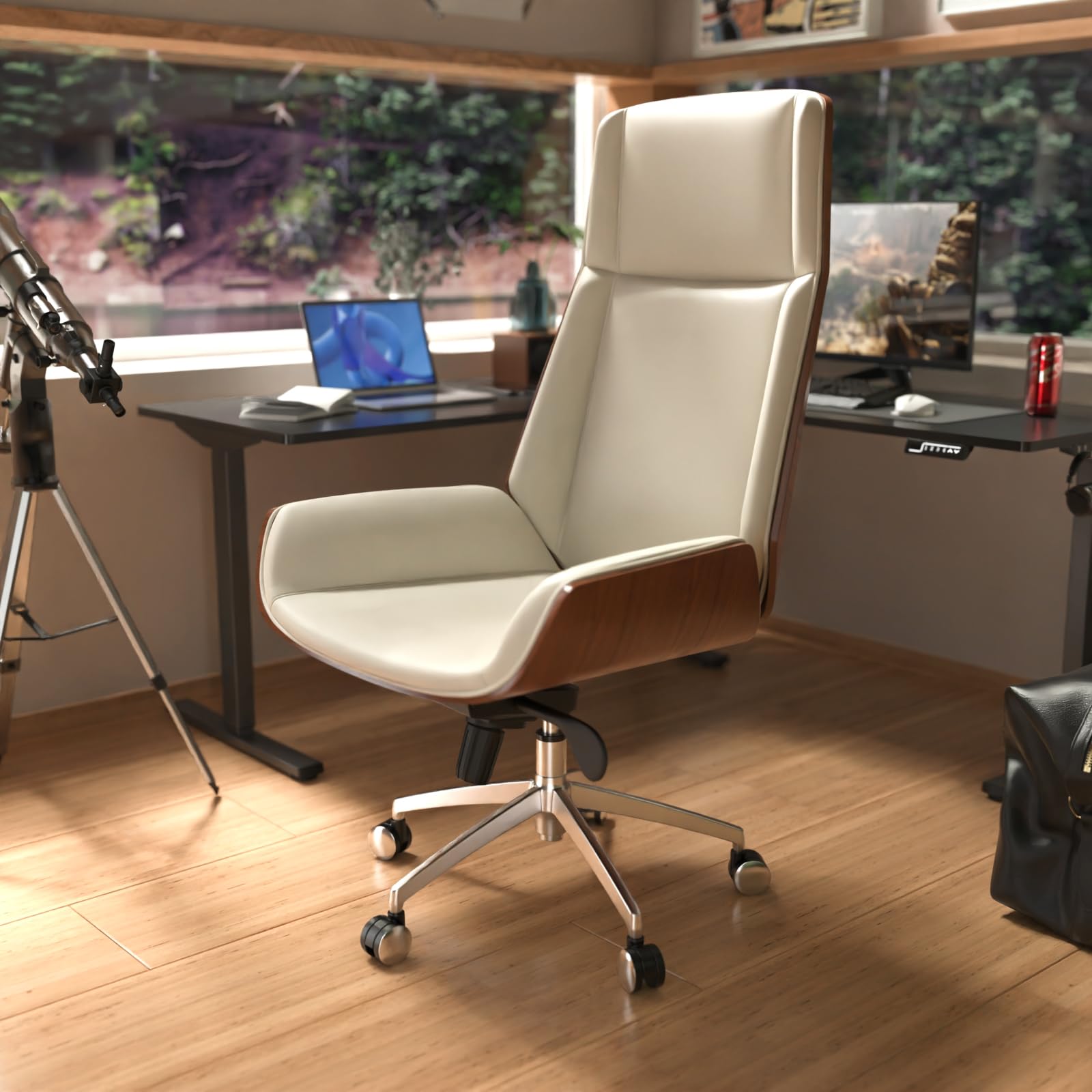 Luxury Wooden Swivel Executive Office Chair