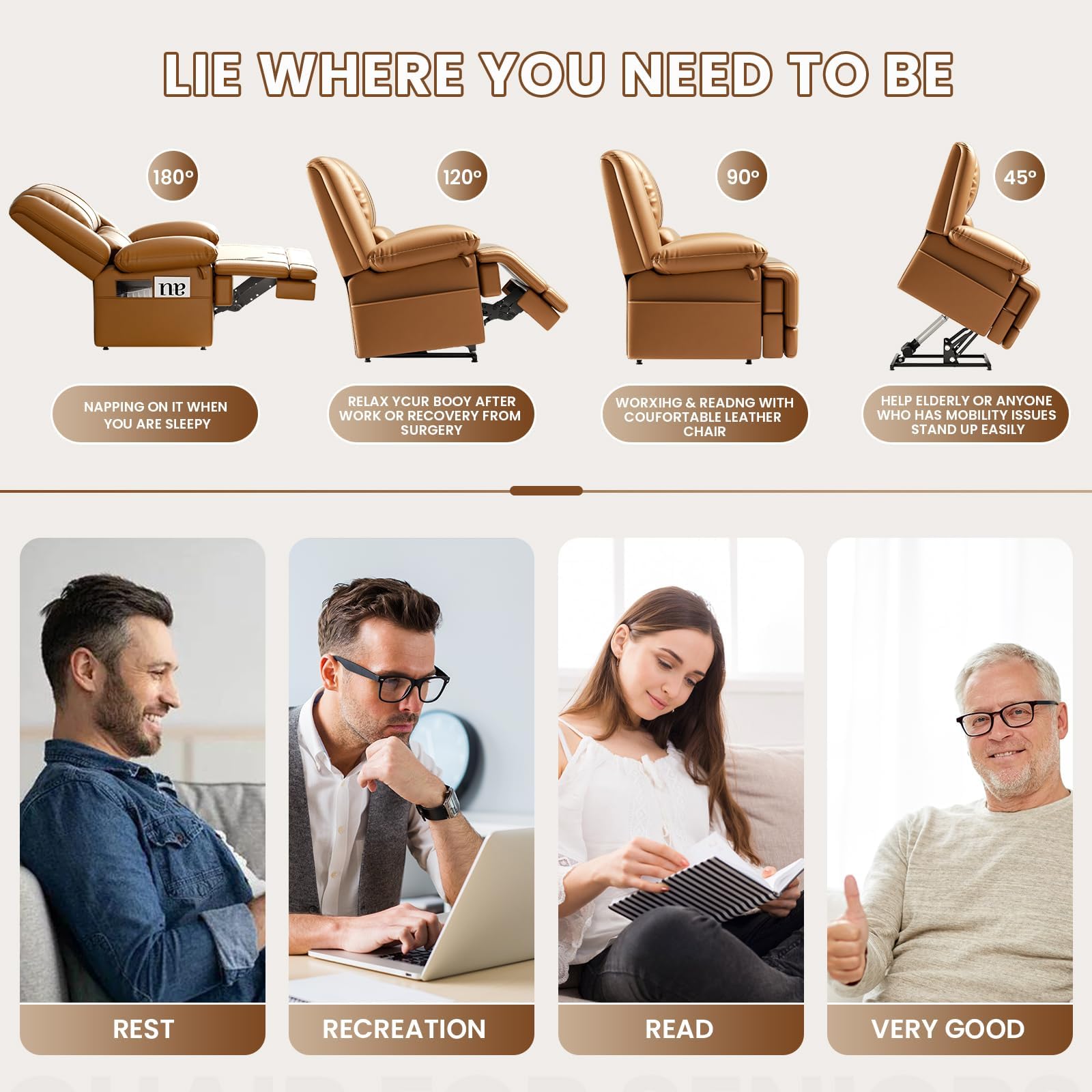Electric Power Lift Recliner Chair with Massage and Heat