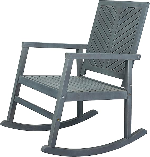 Acacia Wood Outdoor Rocking Chair - Chevron Back Design
