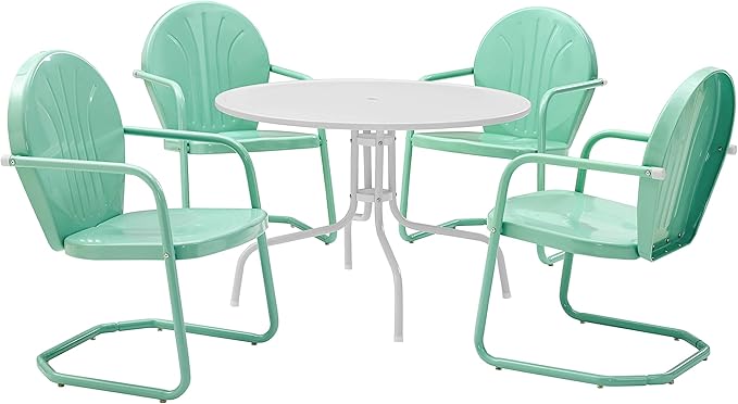 5-Piece Metal Outdoor Dining Set with Round Table and Chairs