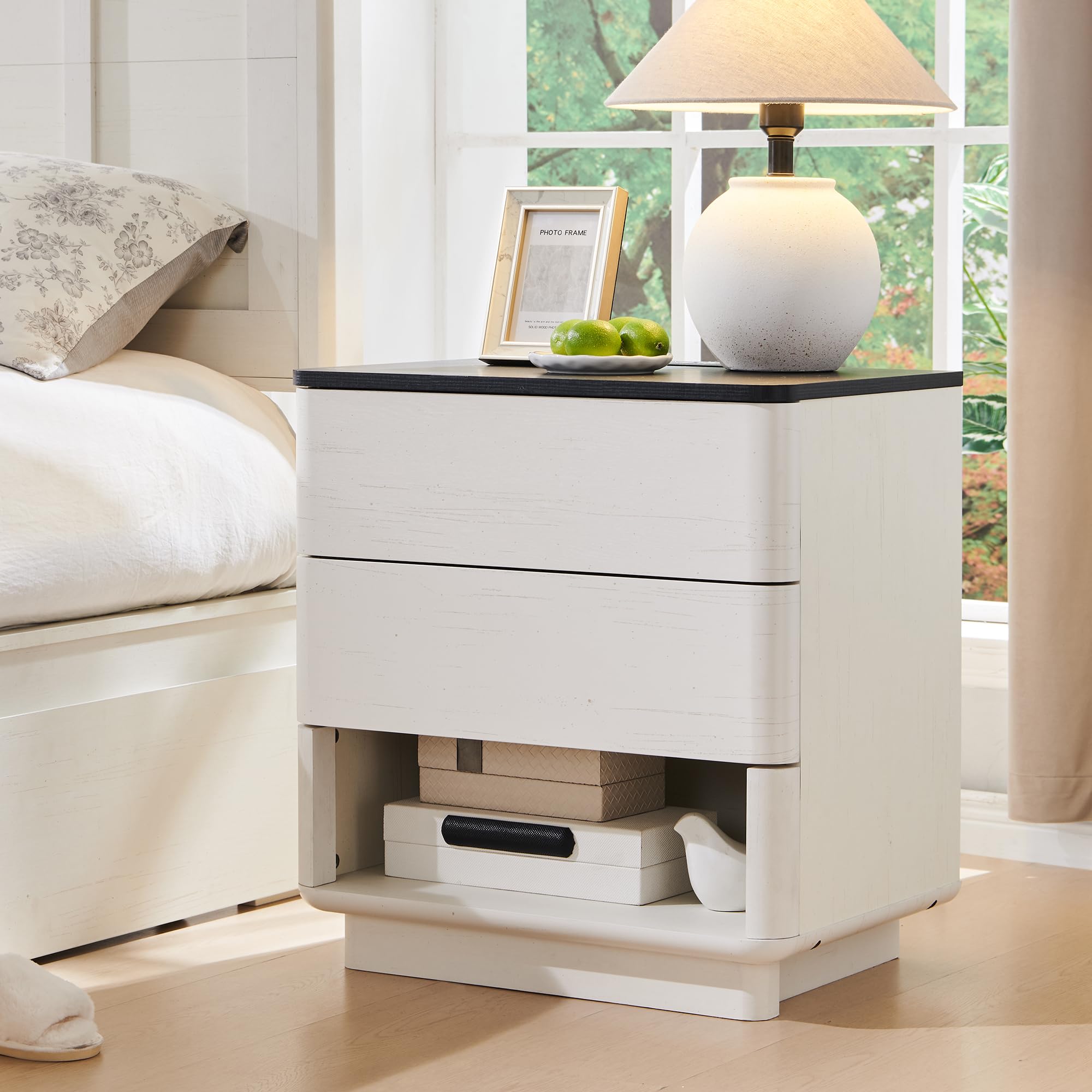 2-Drawer Nightstand with Charging Station