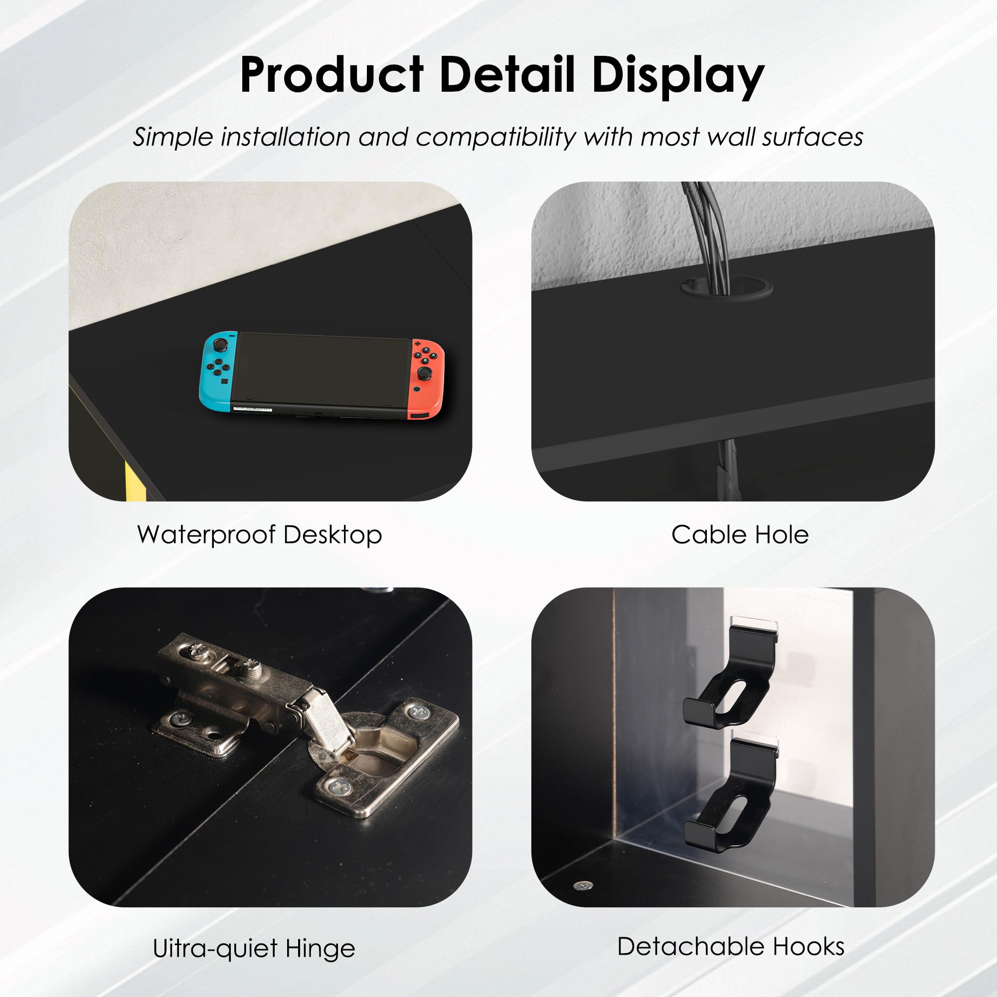 Floating TV Stand with LED Lights 55 Inch