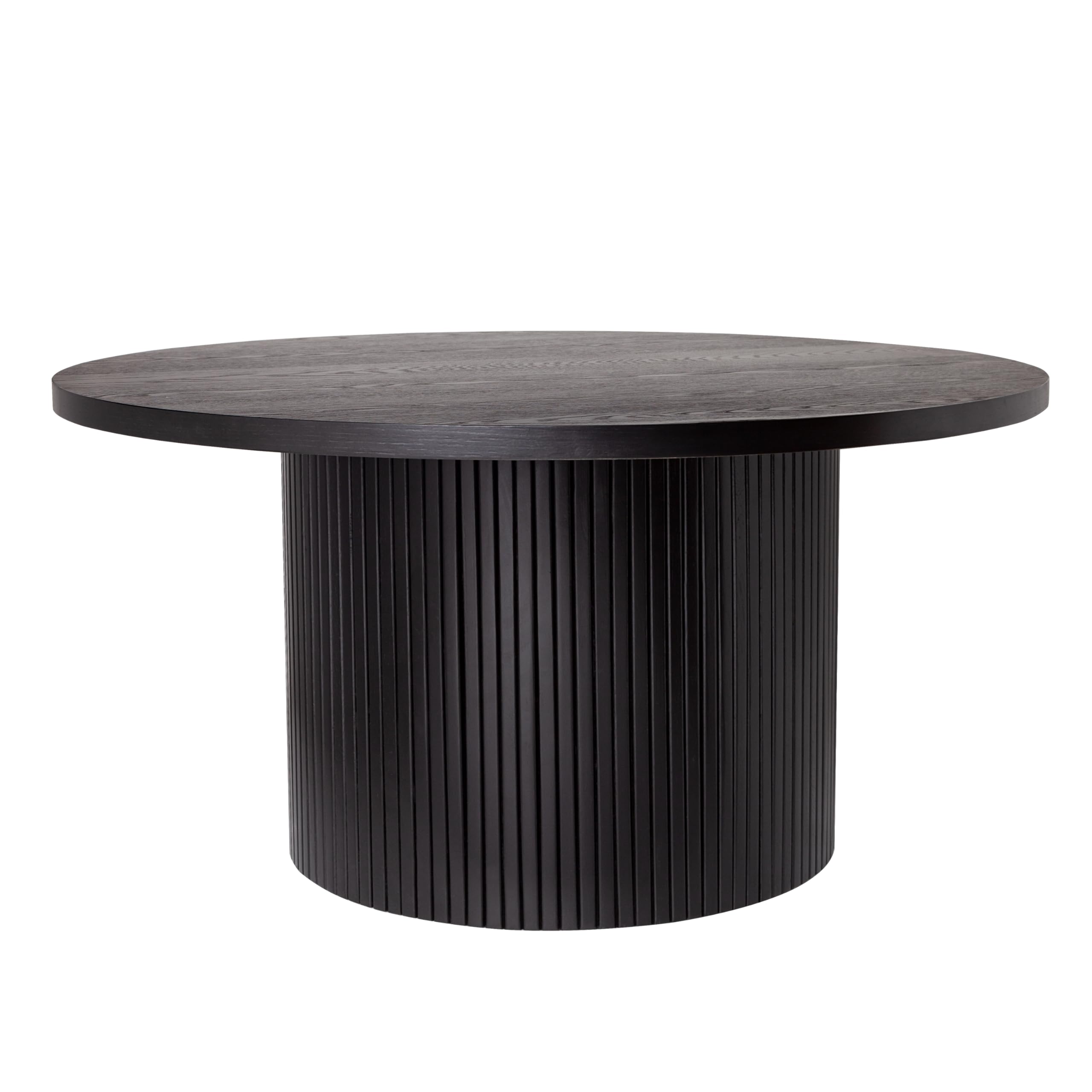 35.5 Inch Round Coffee Table with Fluted Wood Base