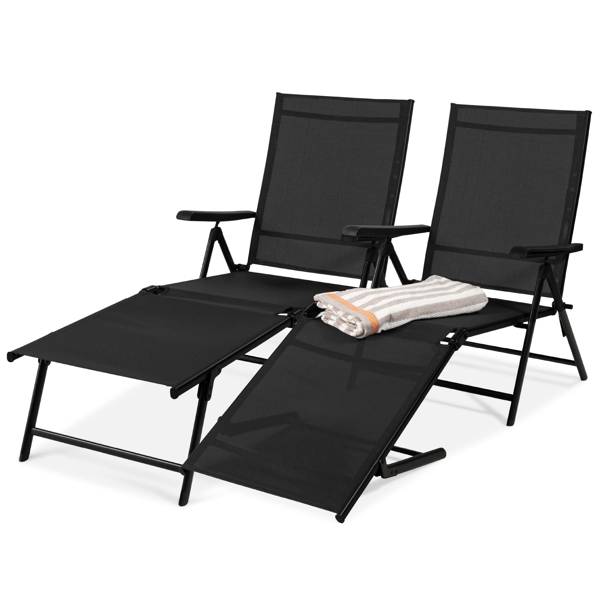 Adjustable Outdoor Patio Chaise Lounge Chairs Set of 2