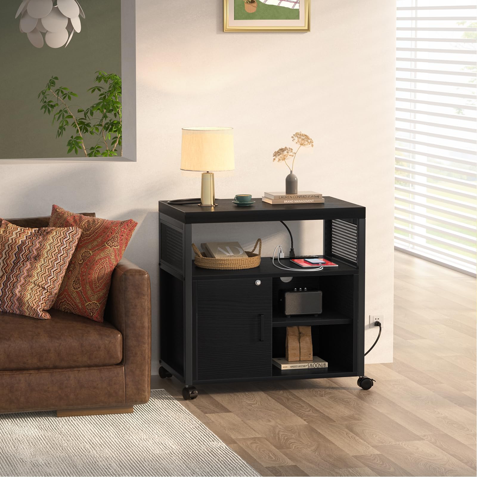 Lateral File Cabinet with Charging Ports