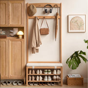 Oak Hall Tree with Shoe Bench