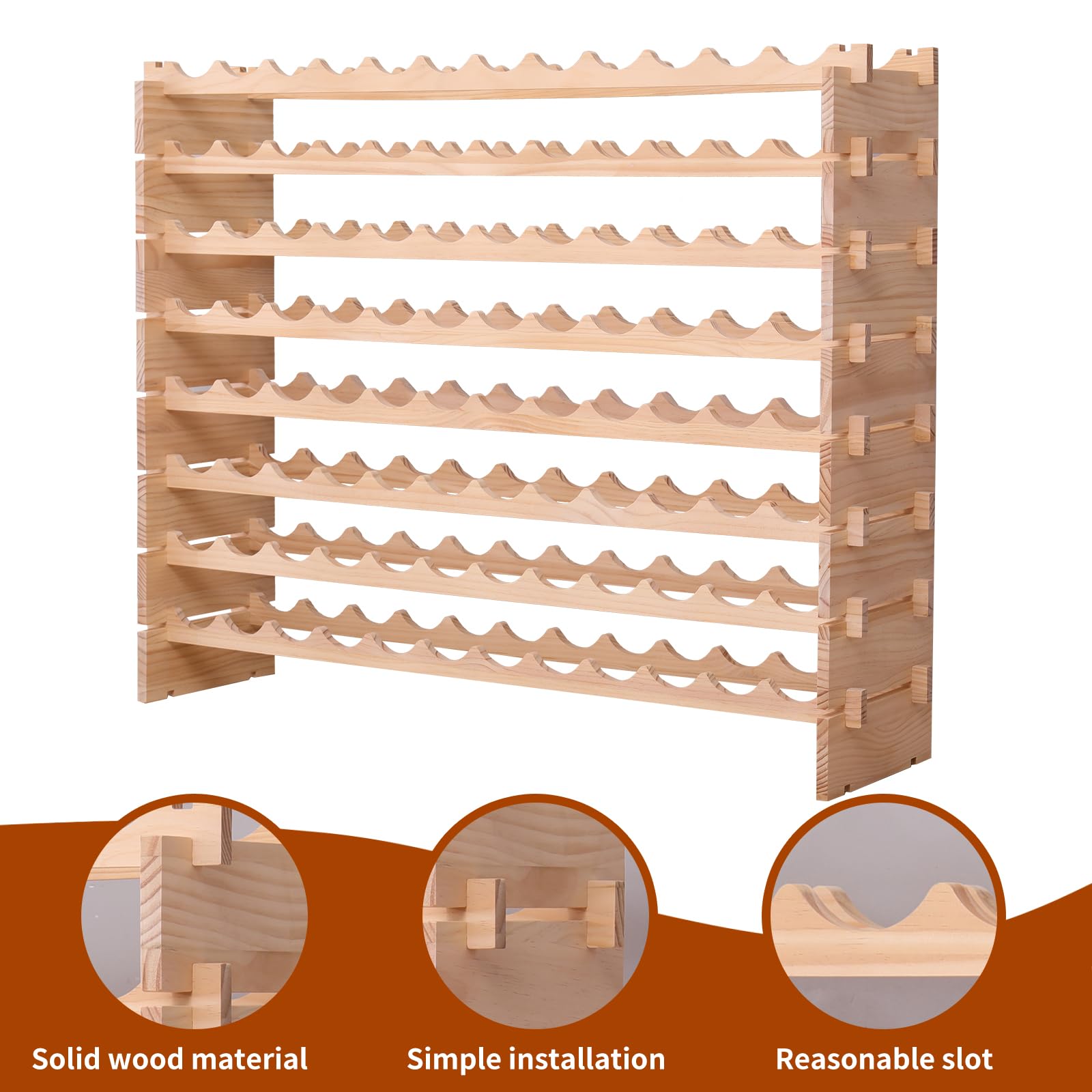 96-Bottle Pine Wood Wine Rack