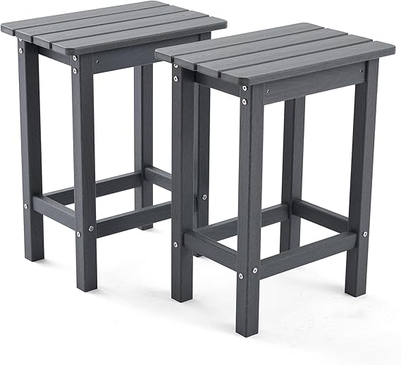 HDPE Outdoor Bar Stools Set of 2 White