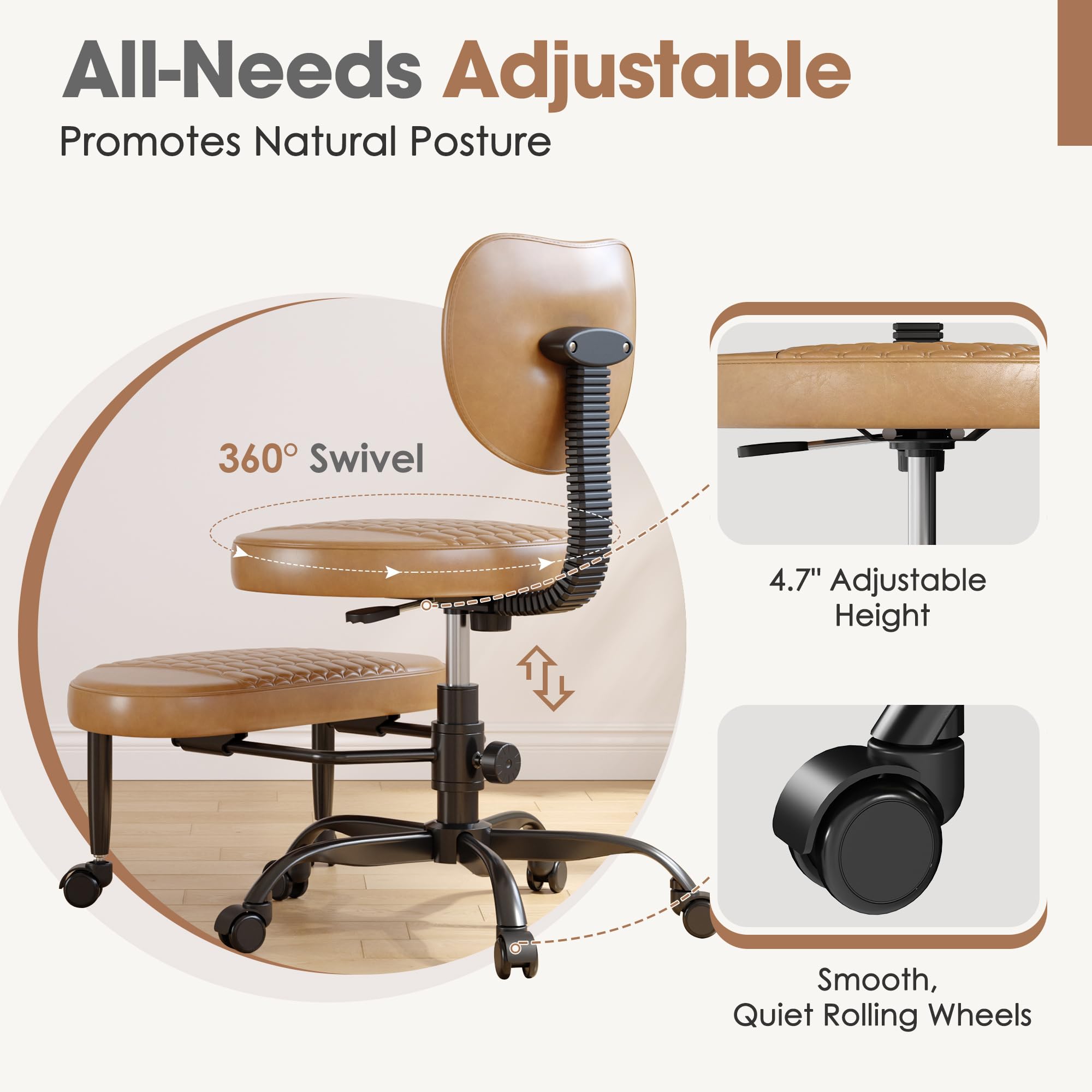 Cross Legged Office Chair with 360° Swivel