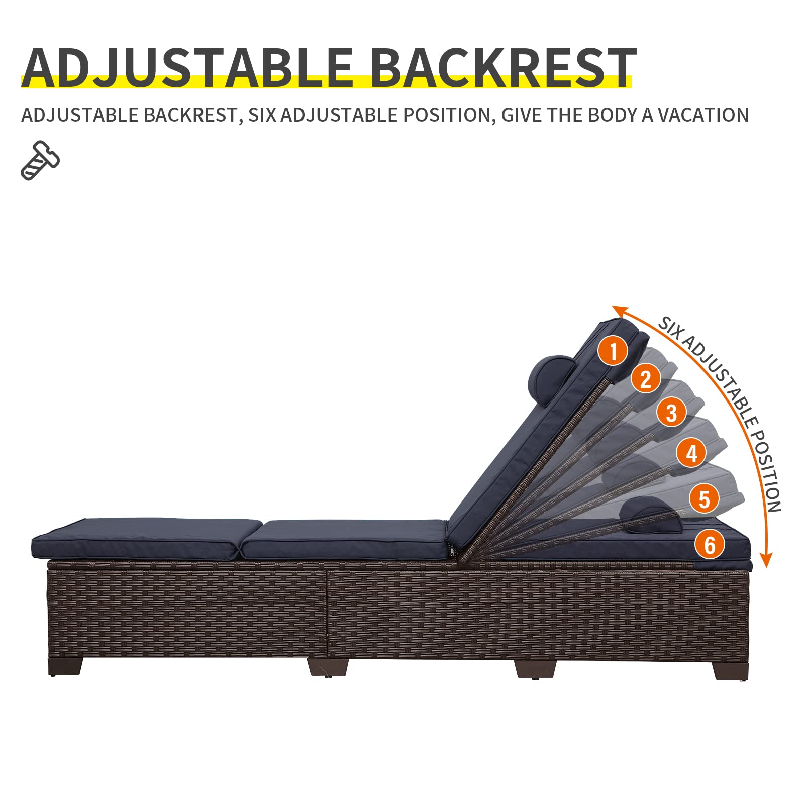 Outdoor Chaise Lounge Set with Adjustable Backrest and Cushions