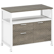 Lockable File Cabinet with Drawers and Rolling Casters