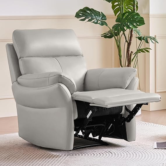 Genuine Leather Recliner Chair with Adjustable Backrest